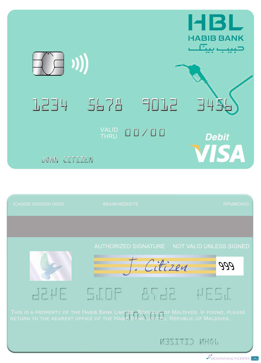 Download Maldives Habib Bank Limited visa card Photoshop template